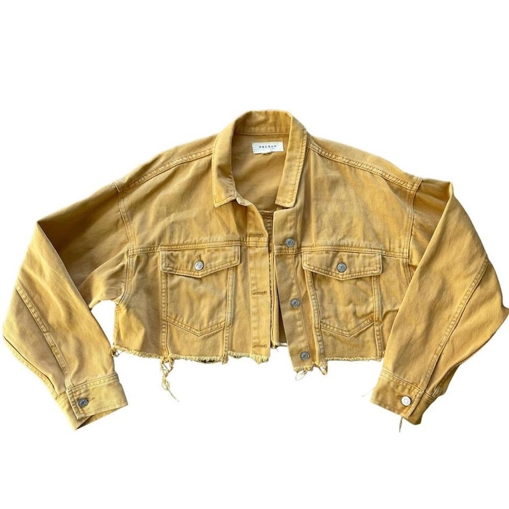 Pacsun Yellow Mustard Cropped Denim Jacket